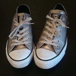Leather silver converse